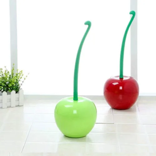 Vista 6 de Cepillo de inodoro de plástico con forma de cereza creativa Herramienta de limpieza de baño Cepillo de inodoro de decoración Vino Rojo