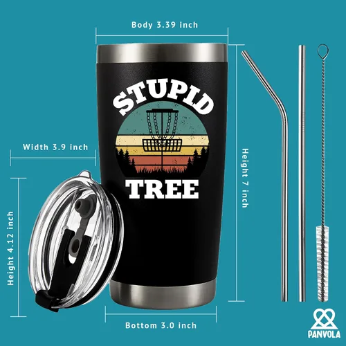 Vista 8 de Panvola Loco Árbol Divertido Regalos de Juego de Disc Golf Para Papá Mamá Abuelo Abuela De Hijo Hija Esposo Esposa Vaso Aislado al Vacío Retro