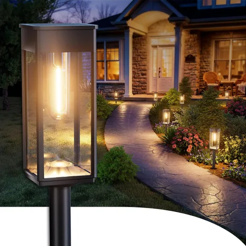Vista 7 de ALFIOT - Farolas solares para camino al aire libre, luces solares para exteriores, impermeables IP65, encendido/apagado automático, luces de jardín