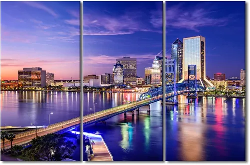 Vista 30 de Imagen del río Mississippi al anochecer, pintura de paisaje urbano de Nueva Orleans, Louisiana, impresiones artísticas, decoración de pared