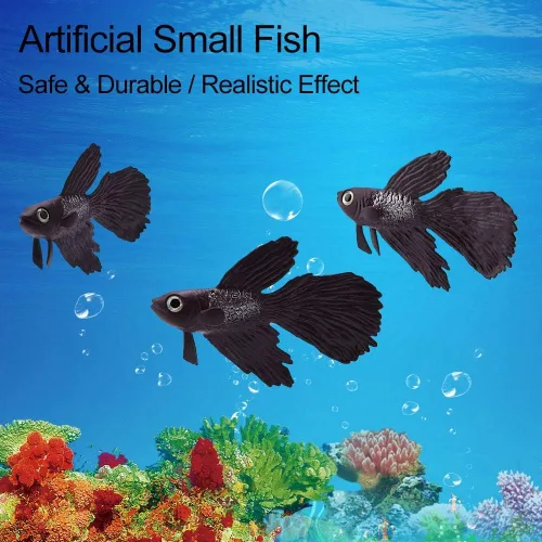 Vista 3 de FTVOGUE Acuario Natación Silicona Artificial Divertido Peces Ornamento Realista Falso (Marrón)