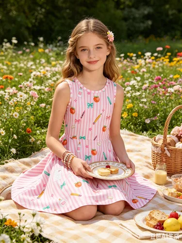 Vista 5 de BFUSTYLE - Vestido de verano sin mangas con estampado floral para niñas de 4 a 15 años Regreso a la escuela 01