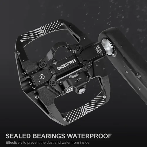 Vista 4 de MZYRH Pedal, pedales de bicicleta de montaña MTB, compatibles con doble función sellada sin clipless de aluminio 9/16 pulgadas, plataforma plana
