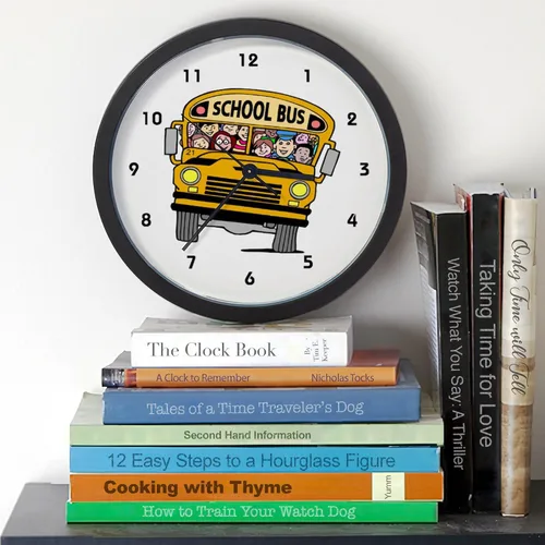 Vista 3 de CafePress Reloj de pared para conductor de autobús escolar de 10 pulgadas para sala de estar, cocina u oficina