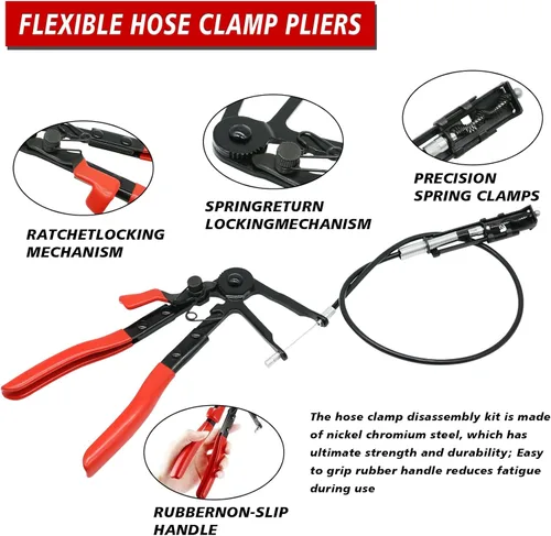Vista 3 de Alicates de abrazadera de manguera de 24 pulgadas, herramienta de alambre apretado de abrazadera flexible con cable para reparaciones