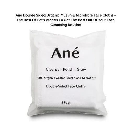 Vista 3 de Ané Removedor de maquillaje, paquete de 3 paños de limpieza facial de muselina de doble cara y microfibra