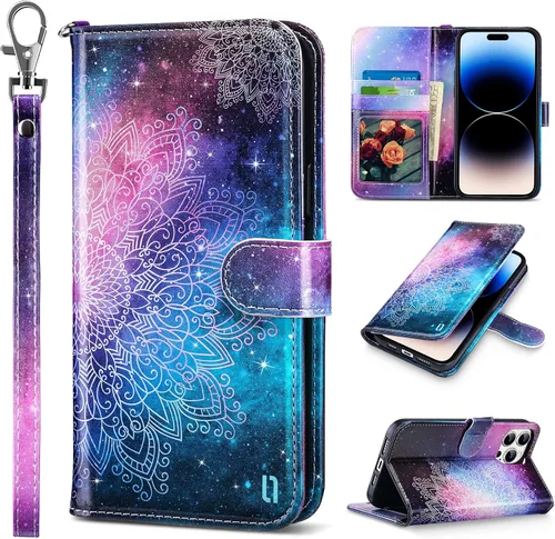 Vista 25 de ULAK Compatible con iPhone 14 Funda Cartera para Mujeres, Cubierta Plegable de Cuero PU Premium con Portador de Tarjetas, Función de Soporte Funda