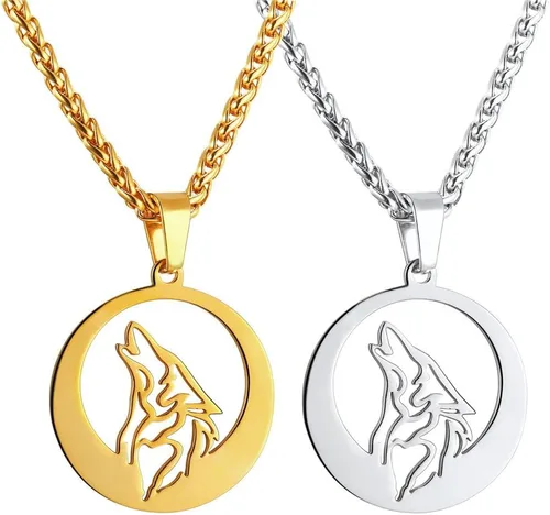 Vista 5 de U7 Collares punk camaleónáguiladragónhalcónlobo para hombres y mujeres, colgante de animal de acero inoxidable negro retro, regalo de joyería