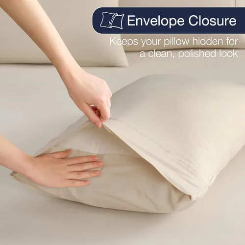 Vista 4 de Juego de sábanas tamaño individual XL de 4 piezas con 2 fundas de almohada envolventes, sábanas de microfibra suave de bolsillo profundo
