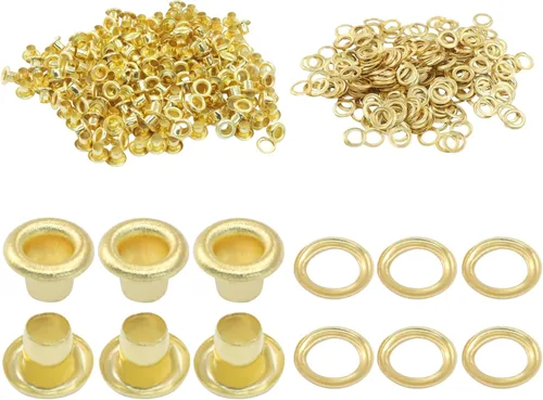 Vista 17 de ZOCCVI Kit de ojales y arandelas de metal, 0.197 in, 200 juegos, bronce