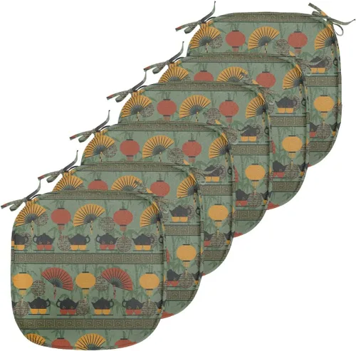 Vista 195 de Ambesonne Flamingo - Cojín de asiento para silla, diseño de fantasía exótica con elementos de vida silvestre hawaiana en colores pastel, acolchado