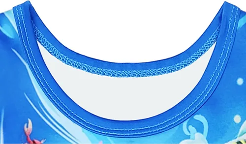 Vista 4 de PUNICS Vestido de sirena para niñas pequeñas, disfraz de película de dibujos animados 2023, manga con volantes, traje de verano, regalo