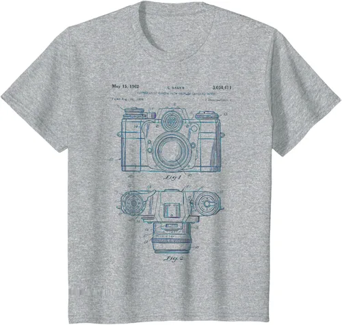 Vista 5 de Fotografía amante regalo cámara vintage esquema camiseta Negro