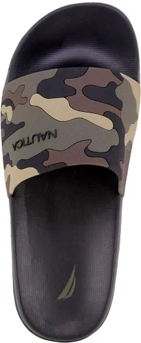 Vista 4 de Nautica Sandalias deslizantes para hombre - Cómodos zapatos de piscina y playa sin cordones con plantilla acolchada para uso casual