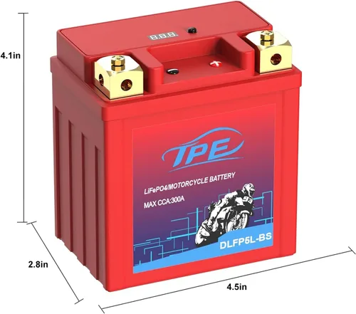 Vista 2 de TPE - Batería de litio de 12V para motocicletas YTX5L-BS 3AH 300CCA con BMS inteligente y pantalla LCD LiFePO4, batería de arranque
