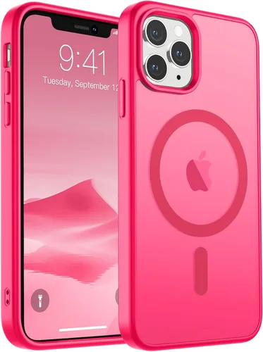Vista 80 de SUPFINE Funda magnética para iPhone 11 Pro Max (compatible con MagSafe) (protección contra caídas de grado militar), delgada, translúcida mate, a