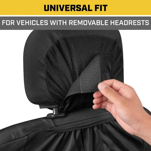 Vista 4 de CAT DuraDrive - Funda de asiento delantero de automóvil, (2) piezas, Oxford negro, protección resistente, ajuste semiuniversal, protector de asiento