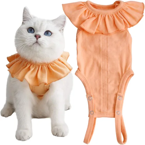 Vista 13 de Traje de recuperación para gatos para heridas abdominales y enfermedades de la piel, camisa quirúrgica transpirable para después de la cirugía