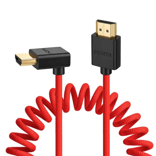 Vista 26 de 8K HDMI a abajo HDMI de alta velocidad negro en espiral trenzado cable para Sony A7S3 FX3 FX9 Canon C70 Z CAM E2 cámara Atomos Ninja V Shinobi Cable