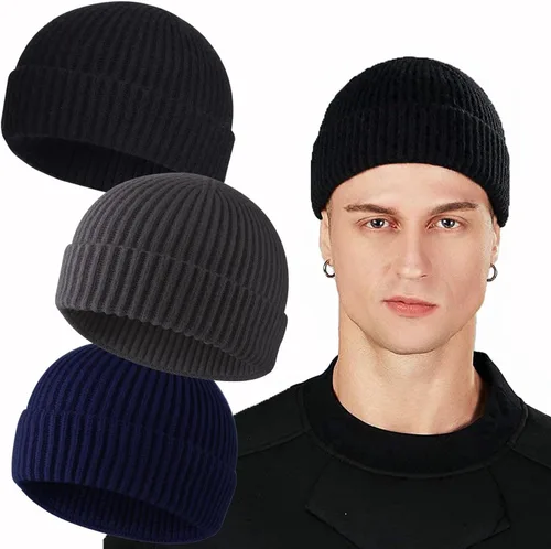 Vista 40 de ROYBENS Swag Wool Knit Cuff Short Fisherman Beanie for Men Women Winter Hat 1 albaricoque