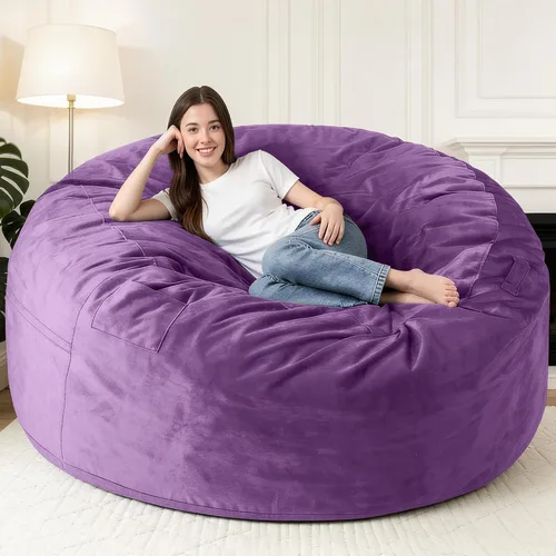 Vista 18 de Silla Puf de 2 Pies con Funda de Terciopelo Ultra Suave Sofá Puf con Espuma con Memoria Sillas Puf de Tamaño Grande Sofá Perezoso para Dormitorio