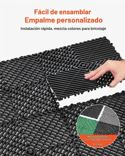 Vista 5 de VEVOR Tapete de Drenaje Entrelazado, Cojín Modular Entrelazado de 12" x 12", 12 Piezas de Tapetes de Drenaje de Empalme, Baldosa de Piso de Drenaje