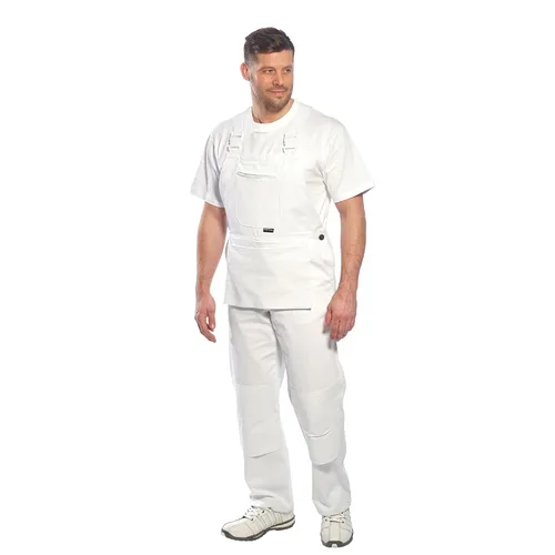 Vista 3 de Portwest S810 Bolton - Overol con peto de algodón blanco con bolsillos para las rodillas, talla S