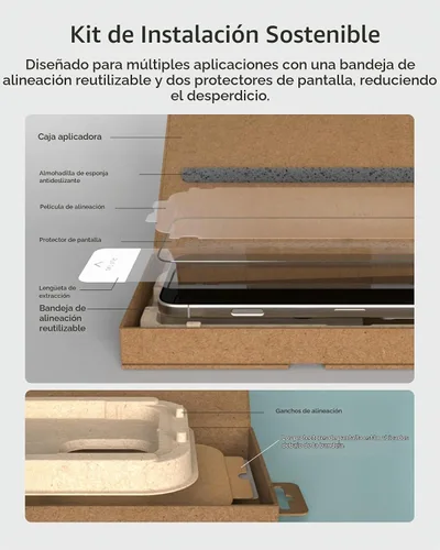 Vista 4 de iOttie Terra - Protector de pantalla de vidrio templado para iPhone 16, grado militar, dureza 9H, inastillable, resistente a los arañazos
