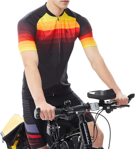 Vista 6 de Mens Cyling Jersey Short Sleeve Bike Shirts with 3 Rear Pockets
