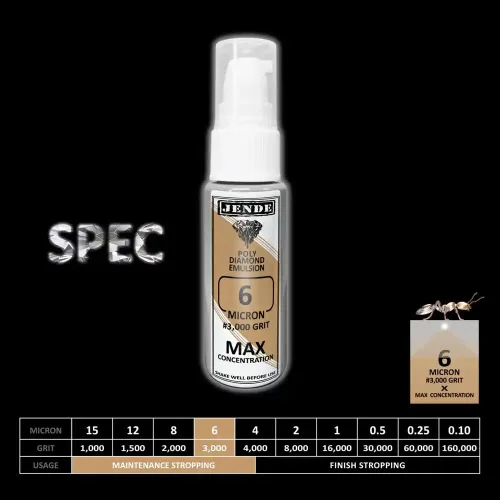 Vista 2 de Jende Emulsión de bloqueo de cuchillo de polidiamante de concentración máxima, 6 micras, 0.8 fl oz