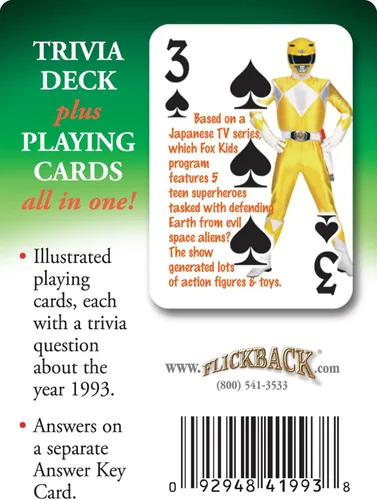Vista 2 de Flickback 1993 Trivia Playing Cards: 30º cumpleaños o tarjetas de aniversario