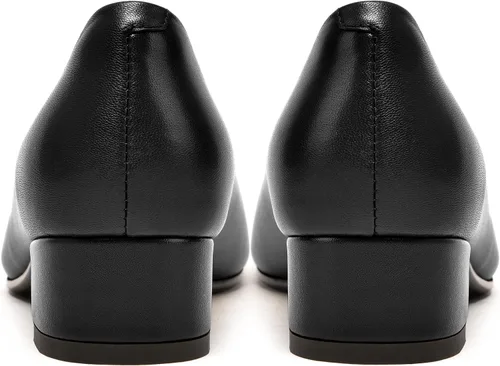 Vista 4 de Zapatos de tacón bajo grueso para mujer, de piel mate, con punta cuadrada, de 1.5 pulgadas