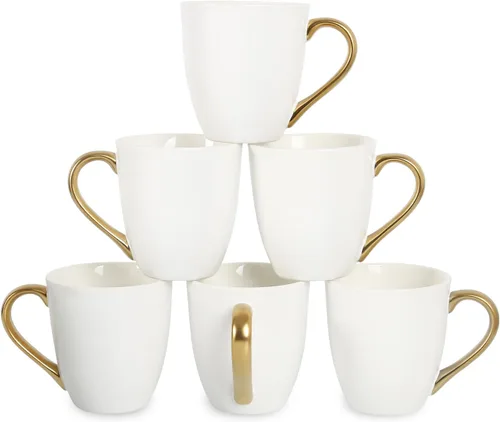 Vista 10 de vicrays Juego de tazas de café, 12 onzas, juego de 6, tazas de cerámica para hombres y mujeres, tazas esmaltadas únicas con asa para café, té