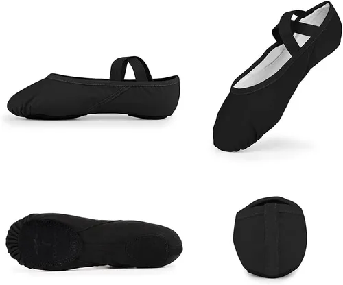 Vista 5 de Zapatos de ballet para mujeres y niñas, zapatos de ballet para mujer, zapatos de baile de lona, zapatos tipo ballet zapatos de yoga.