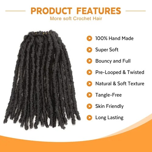 Vista 2 de WIGNEE Cabello de Ganchillo 120 Hebras Locs Sintéticos 8 Pulgadas Locs Suaves Pre-Trenzados 6 Paquetes Cabello de Ganchillo Pre-Anudado para Mujeres