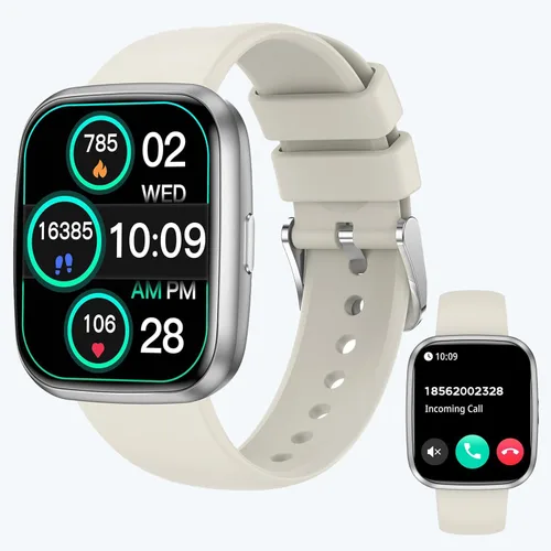Vista 8 de Relojes inteligentes para hombres/mujeres, llamada Bluetooth de 1.75 pulgadas, reloj inteligente de voz AI, monitor de frecuencia cardíaca 24/7