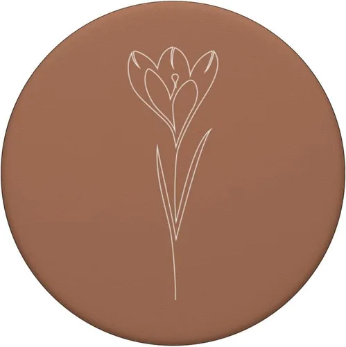 Vista 3 de Tulip Flower Line Art - PopSockets intercambiables con diseño minimalista floral y marrón pastel