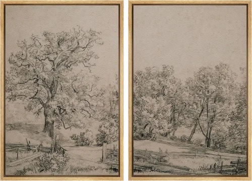 Vista 33 de MUDECOR Lienzo enmarcado para pared, bosque brumoso, reflejos, paisaje tranquilo, ilustraciones modernas, arte decorativo, bohemio, tranquilo/zen