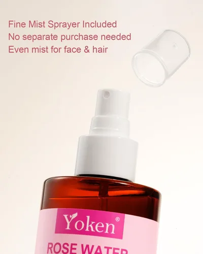 Vista 5 de Yoken Spray de agua de rosas orgánica de 8 onzas, niebla facial orgánica USDA, sin alcohol