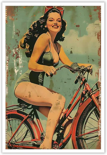 Vista 22 de Póster vintage de la niña piloto sexy de los años 50, arte de pared, arte retro de mediados de siglo, nostalgia estética, impresiones estéticas