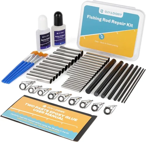 Vista 8 de Kit de reparación de caña de pescar completo, enfoque fácil y rápido para reparar caña de pescar rota con pegamento epoxi
