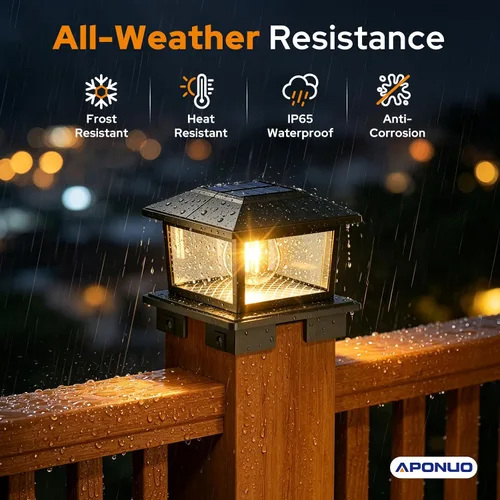 Vista 3 de APONUO Luces solares de aluminio 4x4 5x5 6x6, IP65 impermeables Negro