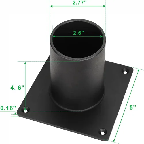 Vista 2 de Base de luz de poste al aire libre Adaptador de montaje en muelle resistente para accesorios de poste de 3 "montaje en superficie poste negro mate
