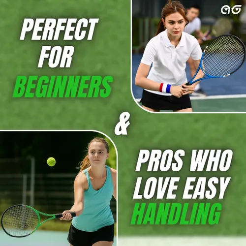 Vista 7 de Paquete de 2 raquetas de tenis para principiantes, paquete variado de dos colores con 2 pelotas de tenis, cinta de agarre, tarjetas de oferta