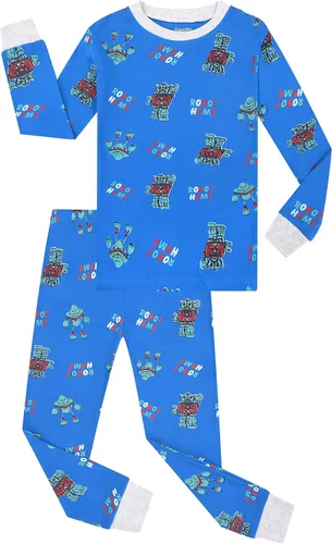 Vista 3 de Benaive Pijama para niños, pijama de algodón para niño, conjunto de pantalones de 4 piezas para niños