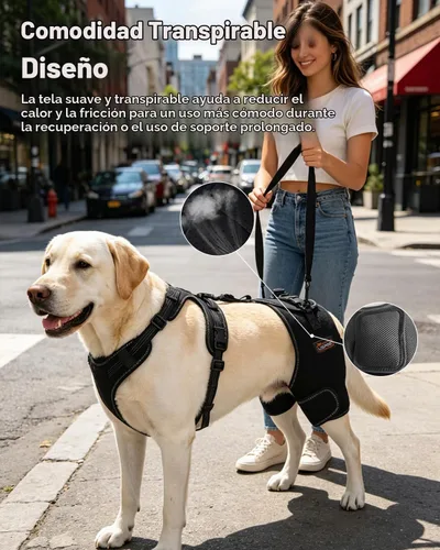 Vista 7 de Soporte de cadera para perro, ajustable, para displasia de cadera, talla L Negro