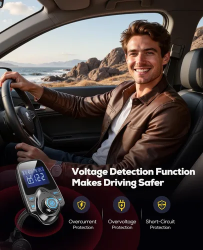 Vista 8 de Nulaxy [Versión actualizada KM18 2026] Adaptador de coche Bluetooth 5.4 de 48 W con puertos de carga rápida [PD 30 W y QC3.0 18 W], compatible