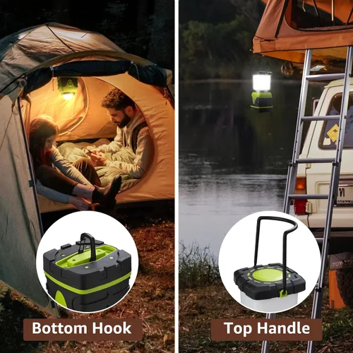 Vista 5 de Lepro Linterna LED de campamento de 1500 lúmenes, luz verde para tienda de campaña con 4 modos de luz, esenciales para camping, linterna impermeable
