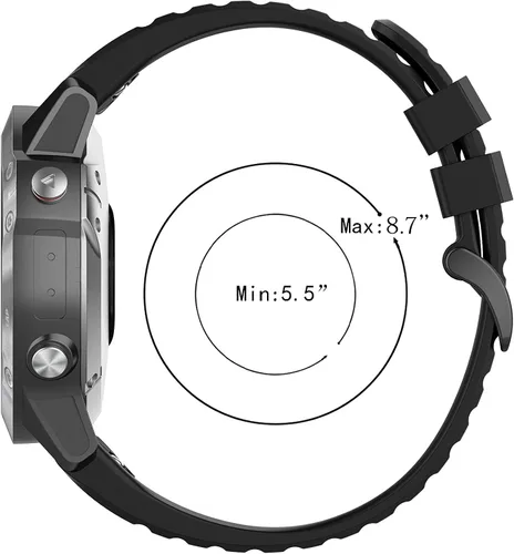 Vista 4 de Correa de reloj compatible con Garmin Approach S62/S60, Fenix 5/Fenix 6, Forerunner 935/Forerunner 945, correa de goma suave, ajuste rápido