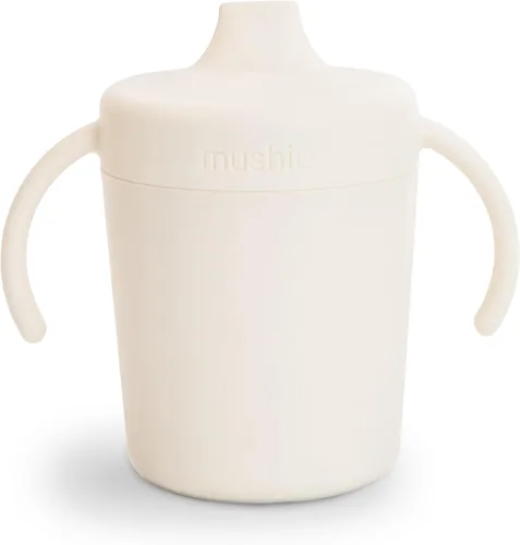 Vista 15 de mushie Trainer Sippy Cup Fabricado en Dinamarca Tapa Giratoria Resistente a Fugas y Asas 6 Meses + (Blush)